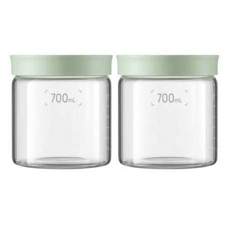 Borcane pentru depozitarea alimentelor și condimentelor BUYDEEM CS1014-CG, 2x700 ml, Potrivite pentru cuptor și cuptor cu microunde, Fără BPA, Verde