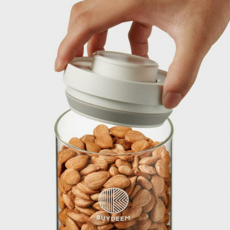 Recipient de sticlă pentru depozitare BUYDEEM CS1005, 1200 ml, închidere ermetică, de la -20 °C la 300 °C, potrivit pentru congelator, cuptor cu microunde și cuptor tradițional, alb