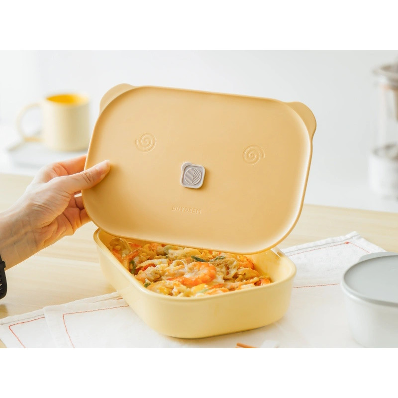 Cutie ceramică pentru alimente Buydeem Bento CT3008-MY, 1 l, 230 °C, compatibilă cu cuptorul și cuptorul cu microunde, galbenă