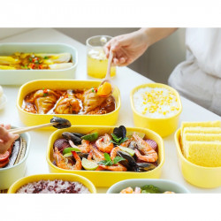 Cutie ceramică pentru alimente Buydeem Bento CT3008-MY, 1 l, 230 °C, compatibilă cu cuptorul și cuptorul cu microunde, galbenă