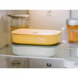 Cutie ceramică pentru alimente Buydeem Bento CT3008-MY, 1 l, 230 °C, compatibilă cu cuptorul și cuptorul cu microunde, galbenă