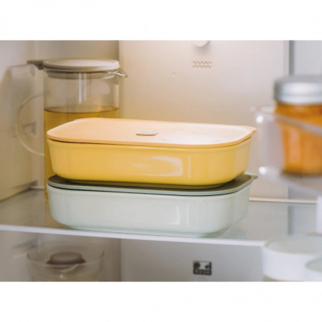 Cutie ceramică pentru alimente Buydeem Bento CT3008-MY, 1 l, 230 °C, compatibilă cu cuptorul și cuptorul cu microunde, galbenă