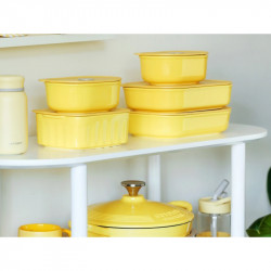 Cutie ceramică pentru alimente Buydeem Bento CT3008-MY, 1 l, 230 °C, compatibilă cu cuptorul și cuptorul cu microunde, galbenă