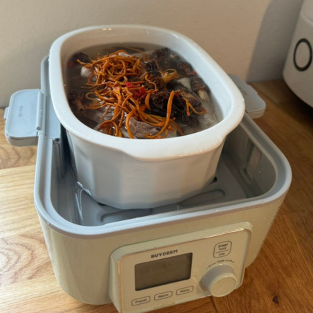 Recipient din porțelan pentru aparatul de gătit cu aburi BUYDEEM CT1005, 2 l, de la -8 °C la +230 °C, omologat de FDA pentru contactul cu alimentele, alb