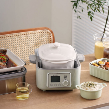 Recipient din porțelan pentru aparatul de gătit cu aburi BUYDEEM CT1005, 2 l, de la -8 °C la +230 °C, omologat de FDA pentru contactul cu alimentele, alb