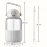 Sticlă portabilă pentru băuturi BUYDEEM DG710-OW, 1 l, Paie retractabilă, Mâner, Sticlă rezistentă la temperaturi de până la 150 °C, Triplă etanșare, Alb