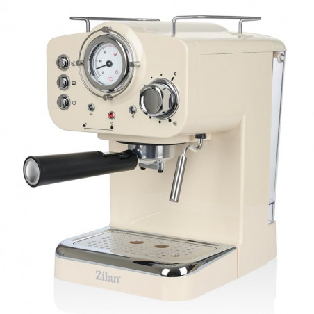 Mașină de espresso ZILAN ZLN2992, 1100 W, 15 bar, 1,25 l, preparare dublă, portafiltru, spumă de lapte caldă și rece, reglare a temperaturii, culoare crem