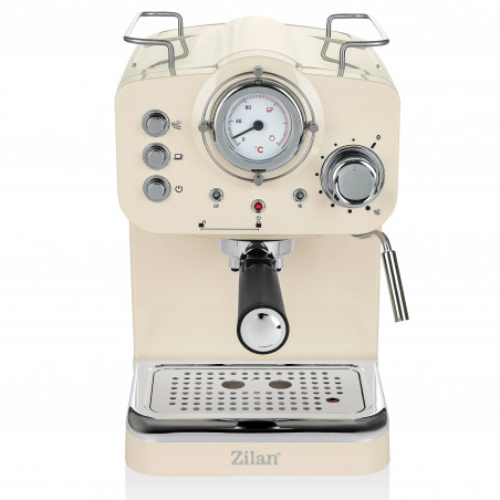 Mașină de espresso ZILAN ZLN2992, 1100 W, 15 bar, 1,25 l, preparare dublă, portafiltru, spumă de lapte caldă și rece, reglare a temperaturii, culoare crem