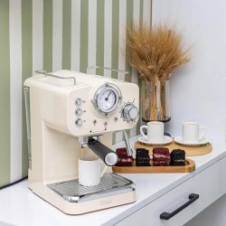 Mașină de espresso ZILAN ZLN2992, 1100 W, 15 bar, 1,25 l, preparare dublă, portafiltru, spumă de lapte caldă și rece, reglare a temperaturii, culoare crem