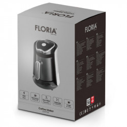 Cafetieră electrică Floria ZLN1122, 600 W, 500 ml, 65-100 °C, cafea turcească/ceai, senzor anti-revărsare, filtrare prin picurare, negru