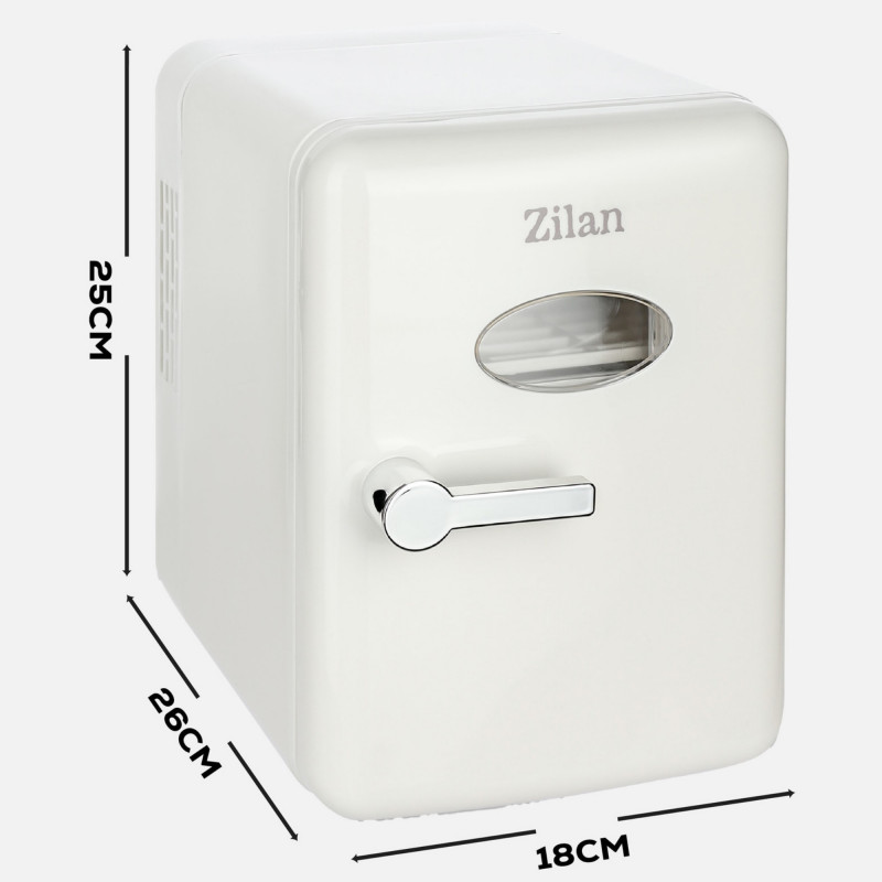 Mini-frigider portabil Zilan ZLN1153, 36 W, 4 l, 6 cutii, Răcire/încălzire, 10-75 °C, 240/12 V, Alb