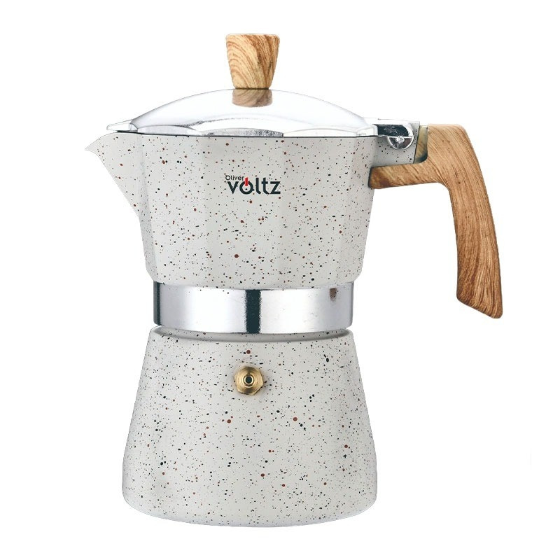 Cafetieră cubaneză Oliver Voltz Verona OV51173I3, 3 cești, aluminiu, inducție, crem