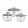 Set de oale Rosberg R51210L6C, 6 buc., Scală de măsurare, Capace din sticlă, Oțel inoxidabil, Inducție, Argintiu