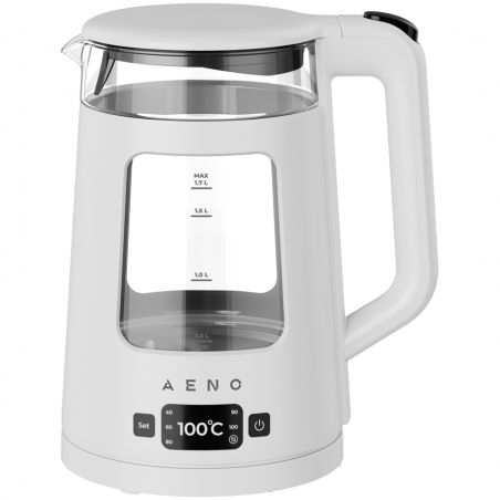 Ceainic electric AENO EK6 AEK0006, 2200 W, 1,7 l, 40-100 °C, STRIX, LED, perete dublu, filtru, bază rotativă la 360°, alb