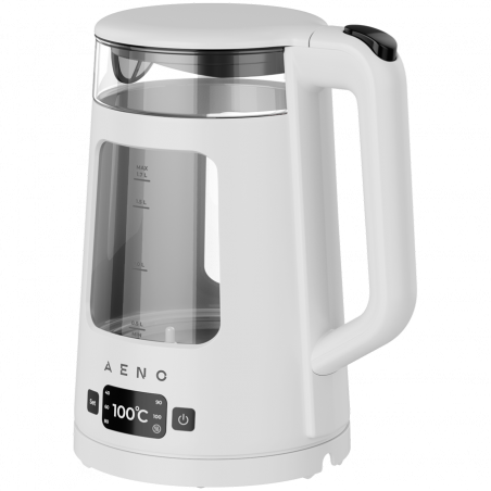 Ceainic electric AENO EK6 AEK0006, 2200 W, 1,7 l, 40-100 °C, STRIX, LED, perete dublu, filtru, bază rotativă la 360°, alb