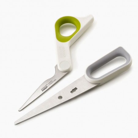 Foarfece de bucătărie Joseph Joseph PowerGrip 10302, oțel inoxidabil, orificiu pentru ierburi aromatice, alb/verde