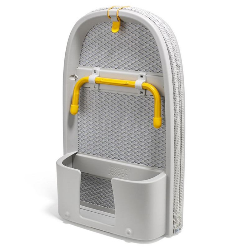 Masă de călcat pliabilă Joseph Joseph Pocket Max 5000021, Husă din bumbac 100%, Cârlig de agățare, Compartiment pentru fierul de călcat, DripShield, Ecru