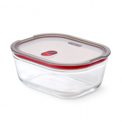 Cutie pentru alimente Black+Blum Stack+Nest FBGR-BX-L107, 1,2 l, dreptunghiulară, potrivită pentru cuptor, fără BPA, sticlă borosilicată, gri/roșu