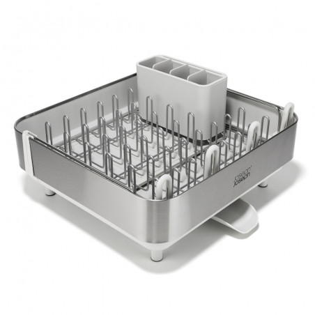 Uscator de vase Joseph Joseph Extend Steel Plus 6500041, Pana la 16 piese, Extensibil, Sine pentru pahare, Scurgere, Demontabil, Otel inoxidabil, Alb