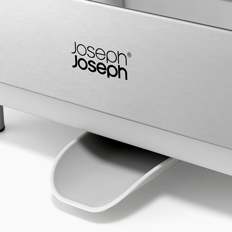 Uscator de vase Joseph Joseph Extend Steel Plus 6500041, Pana la 16 piese, Extensibil, Sine pentru pahare, Scurgere, Demontabil, Otel inoxidabil, Alb