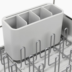 Uscator de vase Joseph Joseph Extend Steel Plus 6500041, Pana la 16 piese, Extensibil, Sine pentru pahare, Scurgere, Demontabil, Otel inoxidabil, Alb