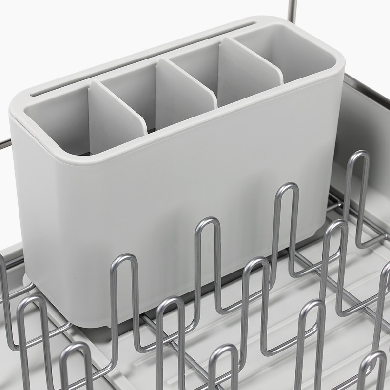 Uscator de vase Joseph Joseph Extend Steel Plus 6500041, Pana la 16 piese, Extensibil, Sine pentru pahare, Scurgere, Demontabil, Otel inoxidabil, Alb