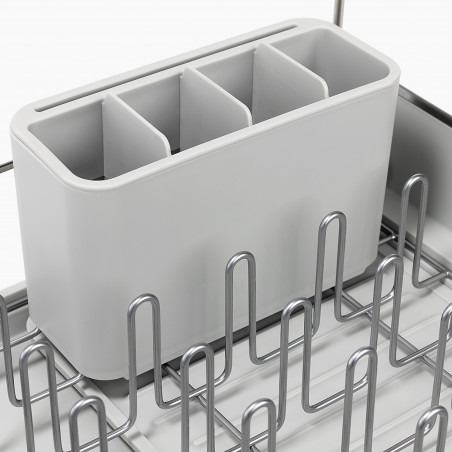 Uscator de vase Joseph Joseph Extend Steel Plus 6500041, Pana la 16 piese, Extensibil, Sine pentru pahare, Scurgere, Demontabil, Otel inoxidabil, Alb