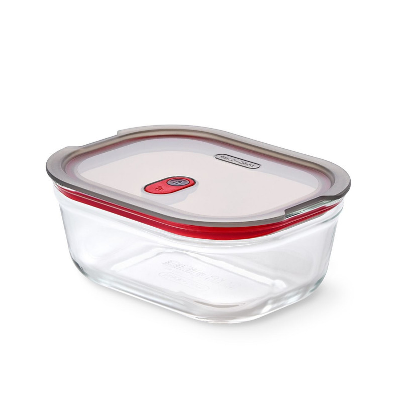 Cutie pentru alimente Black+Blum Stack+Nest FBGR-BX-M017, 0,9 l, dreptunghiulară, potrivită pentru cuptor, fără BPA, sticlă borosilicată, gri/roșu