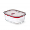 Cutie pentru alimente Black+Blum Stack+Nest FBGR-BX-M017, 0,9 l, dreptunghiulară, potrivită pentru cuptor, fără BPA, sticlă borosilicată, gri/roșu