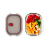 Cutie pentru alimente Black+Blum Stack+Nest FBGR-BX-M017, 0,9 l, dreptunghiulară, potrivită pentru cuptor, fără BPA, sticlă borosilicată, gri/roșu