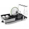 Uscator de vase Joseph Joseph Extend Steel Plus 6500040, Pana la 16 piese, Extensibil, Sine pentru pahare, Scurgere, Demontabil, Otel inoxidabil, Negru