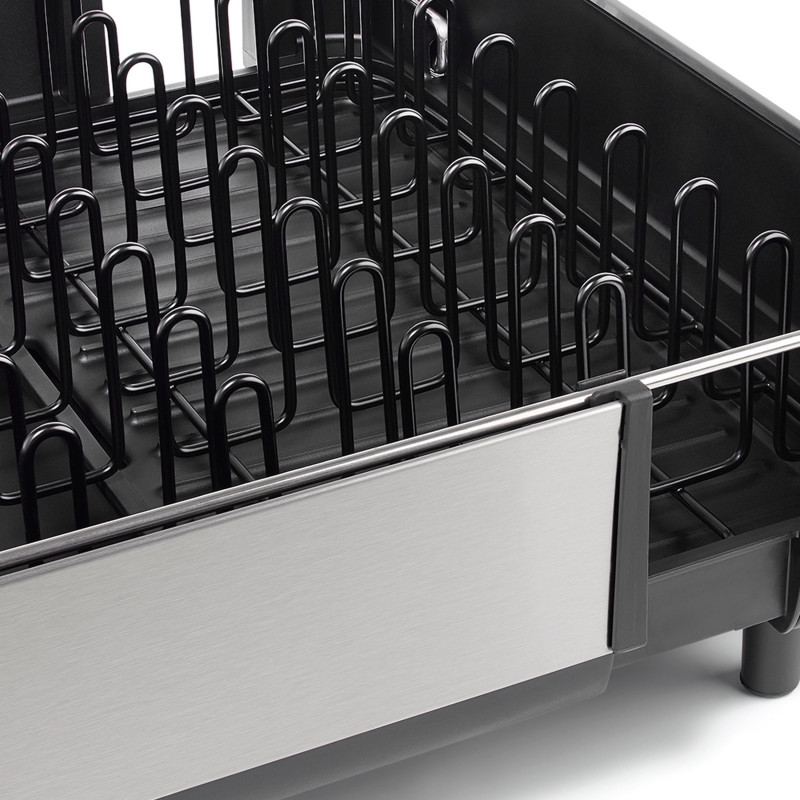Uscator de vase Joseph Joseph Extend Steel Plus 6500040, Pana la 16 piese, Extensibil, Sine pentru pahare, Scurgere, Demontabil, Otel inoxidabil, Negru