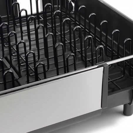 Uscator de vase Joseph Joseph Extend Steel Plus 6500040, Pana la 16 piese, Extensibil, Sine pentru pahare, Scurgere, Demontabil, Otel inoxidabil, Negru