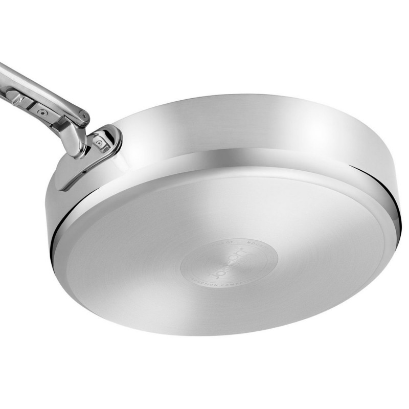 Tigaie adanca Joseph Joseph Space 1000057, 28 cm, Maner pliabil, Acoperire ceramica, Cuptor pana la 232°C, Inductie, Argintiu/negru