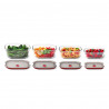 Set de 4 cutii pentru alimente Black+Blum Stack+Nest FBGR-BX-PACK4, 0,38/0,6/0,9/1,2 l, dreptunghiulare, potrivite pentru cuptor, fără BPA, oțel inoxidabil, gri/roșu