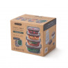 Set de 4 cutii pentru alimente Black+Blum Stack+Nest FBGR-BX-PACK4, 0,38/0,6/0,9/1,2 l, dreptunghiulare, potrivite pentru cuptor, fără BPA, oțel inoxidabil, gri/roșu