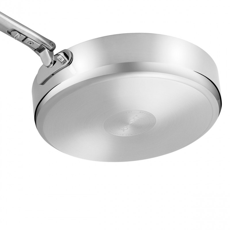 Tigaie adâncă Joseph Joseph Space 1000058, 24 cm, mâner pliabil, acoperire ceramică, utilizabilă la cuptor până la 232 °C, compatibilă cu plitele cu inducție, argintiu/negru