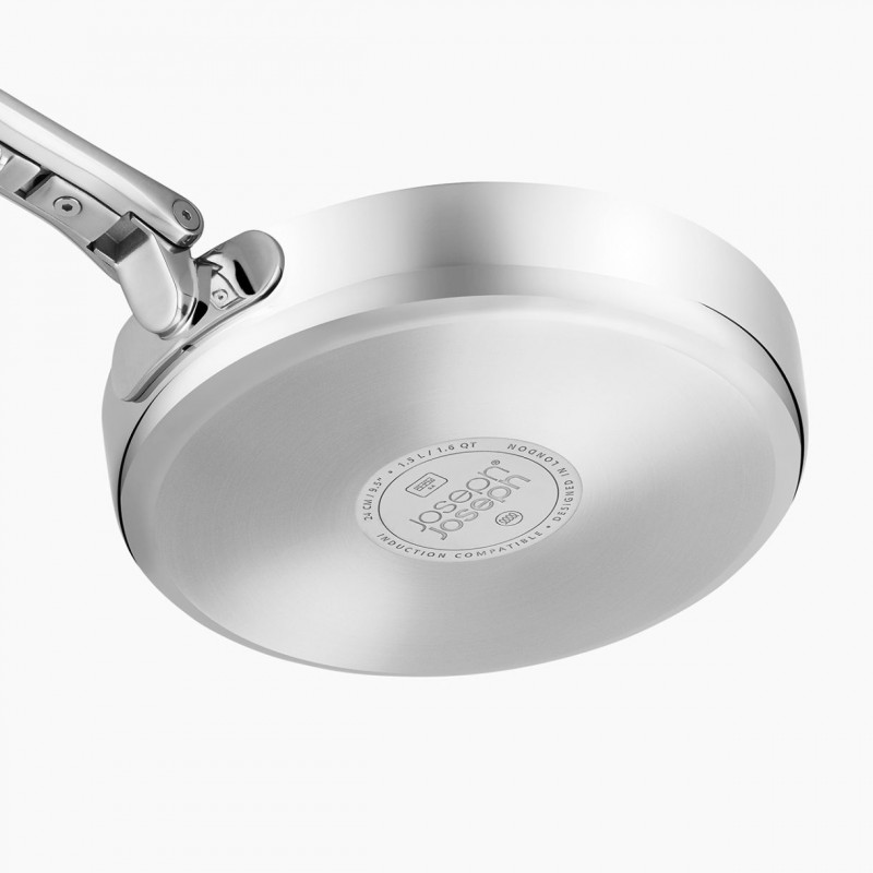 Tigaie adâncă Joseph Joseph Space 1000025, 24 cm, mâner rabatabil, oțel inoxidabil, cuptor până la 232 °C, inducție, inox