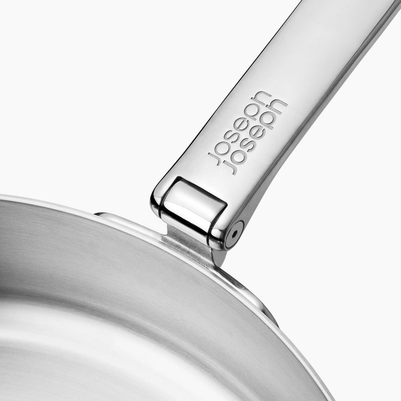 Tigaie adâncă Joseph Joseph Space 1000025, 24 cm, mâner rabatabil, oțel inoxidabil, cuptor până la 232 °C, inducție, inox