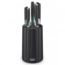 Set de cutite Joseph Joseph Elevate 10541, Otel japonez, Suport rotativ, Fara BPA, Negru/verde