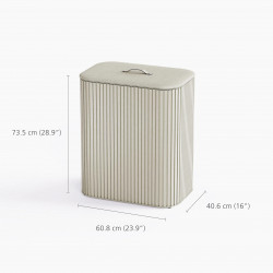 Coș de rufe Joseph Joseph Tota Trio Luxe 5000008, 90 l, 3 compartimente, mânere de transport, bambus, ecru