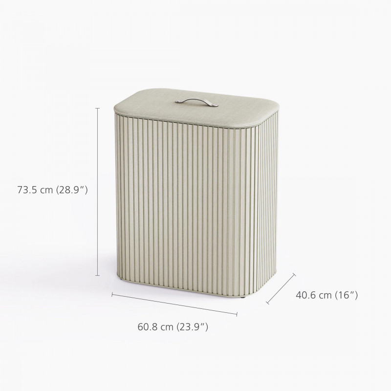 Coș de rufe Joseph Joseph Tota Trio Luxe 5000008, 90 l, 3 compartimente, mânere de transport, bambus, ecru