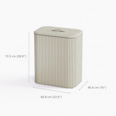Coș de rufe Joseph Joseph Tota Trio Luxe 5000008, 90 l, 3 compartimente, mânere de transport, bambus, ecru