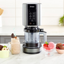 Aparat de înghețată 7-în-1 Ninja CREAMi NC302EU, 800 W, 2 x 493 ml, Creamify, Re-Spin, Adăugare de bucăți, Program fitness/keto, Personalizare, Negru/gri