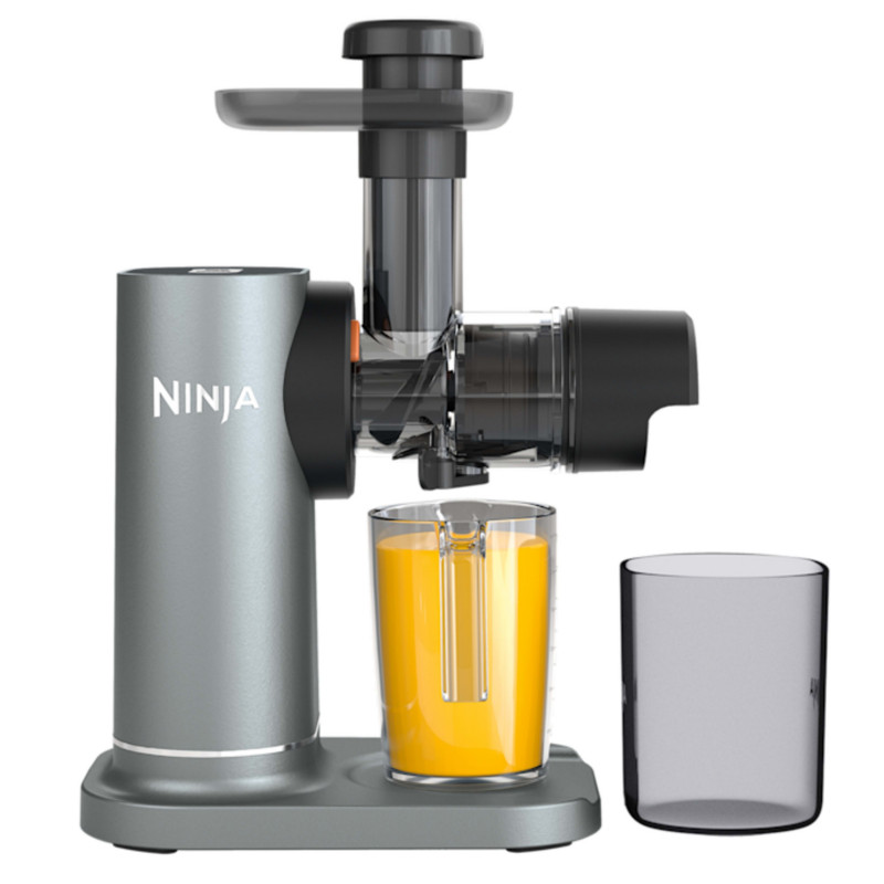Storcator de fructe 3in1 Ninja NeverClog JC152EU, 150 W, 700 ml, Presare la rece, Taiere, Razuire, Filtre pentru pulpa, Gri