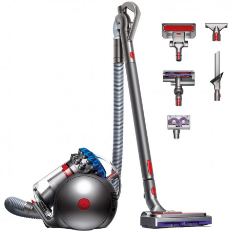 Aspirator fără sac Dyson Cinetic BigBall Absolute 2 447250-01, 700 W, 150 AW, 0,8 l, 35 de cicloni, Redresare automată în caz de răsturnare, 5 accesorii, nichel/albastru