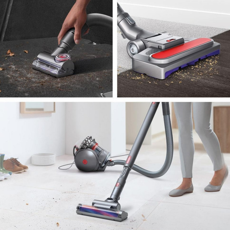 Aspirator fără sac Dyson Cinetic BigBall Absolute 2 447250-01, 700 W, 150 AW, 0,8 l, 35 de cicloni, Redresare automată în caz de răsturnare, 5 accesorii, nichel/albastru
