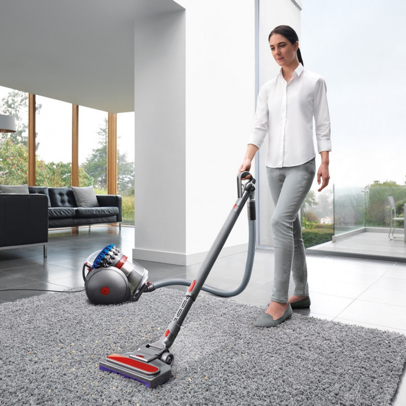 Aspirator fără sac Dyson Cinetic BigBall Absolute 2 447250-01, 700 W, 150 AW, 0,8 l, 35 de cicloni, Redresare automată în caz de răsturnare, 5 accesorii, nichel/albastru