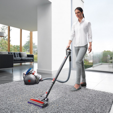 Aspirator fără sac Dyson Cinetic BigBall Absolute 2 447250-01, 700 W, 150 AW, 0,8 l, 35 de cicloni, Redresare automată în caz de răsturnare, 5 accesorii, nichel/albastru