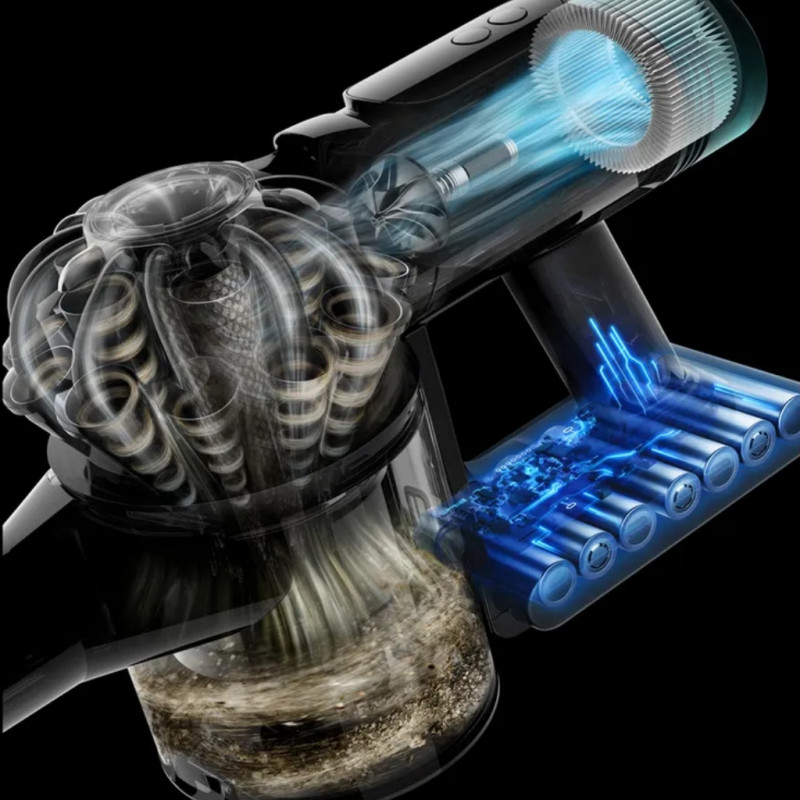 Aspirator vertical Dyson V10 Konical Moulded 419634-01, 150AW, 0,5 l, 60 min, 110 000 rpm, 3 moduri, HEPA, Golire igienică, Fără încurcături, Negru
